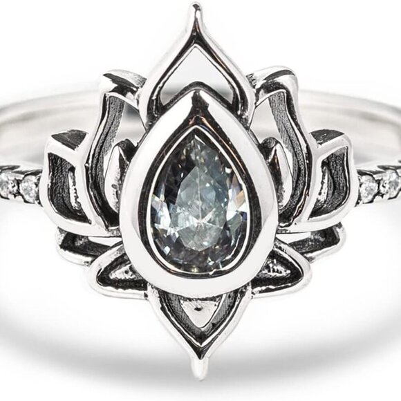 Silver Lotus Promise Ring for Women Dainty Flower Jewelry Gift
